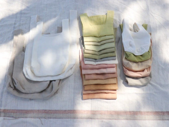 【M】リネン100％ワッフルトートバッグ